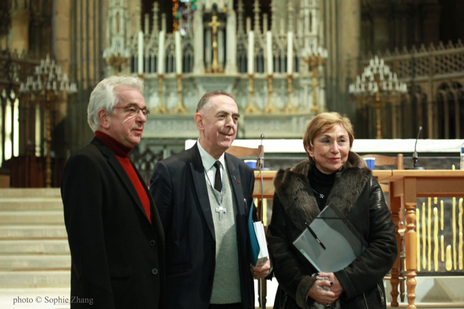   Julia Kristeva Claude Dagens, Robert Scholtus à la Cathédrale de Metz photo © Sophie Zhang 